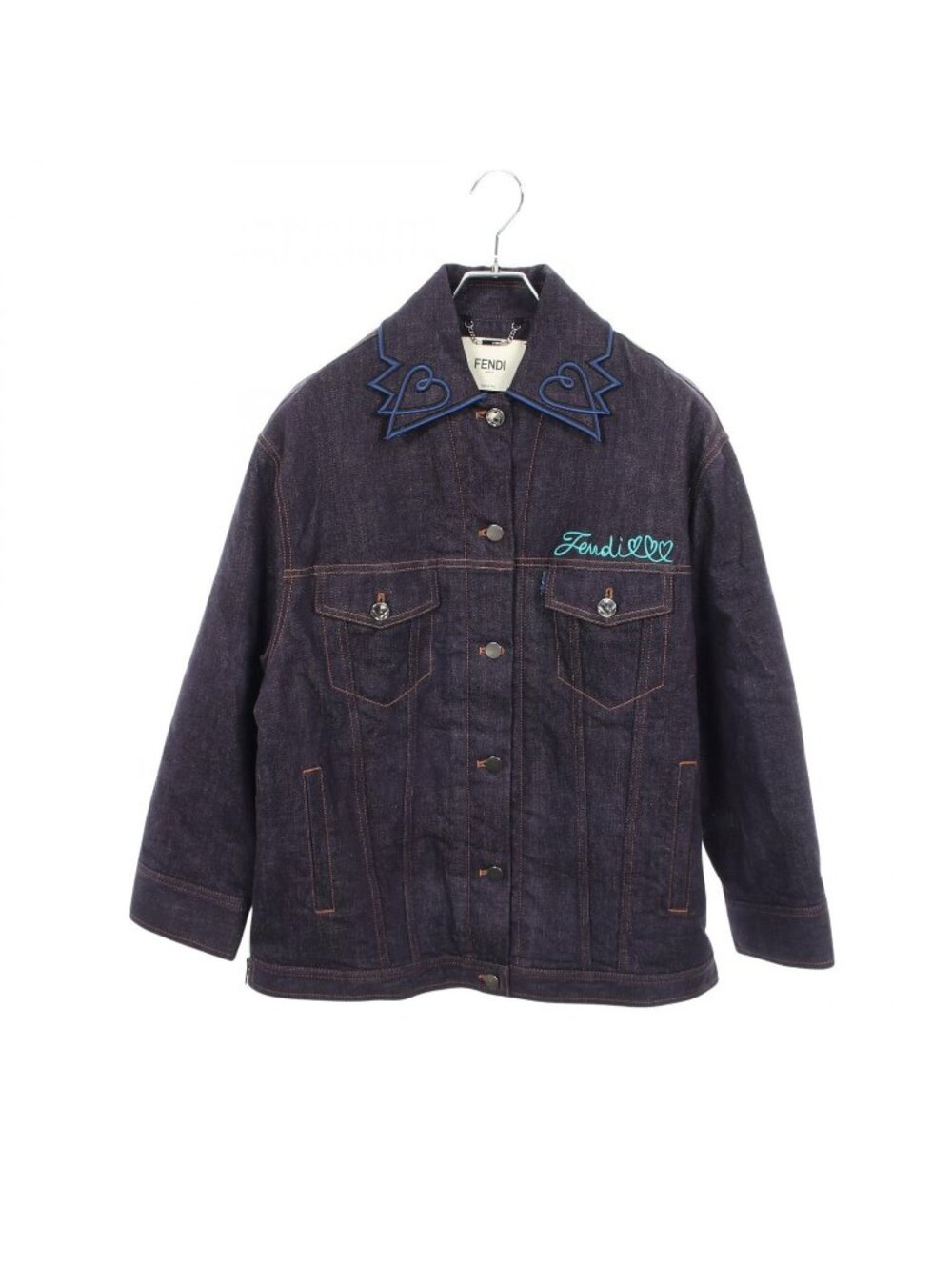 Fendi Denim Jacket Open Your Heart Signature Embroidery